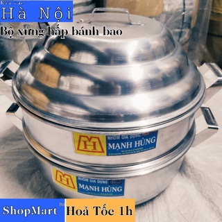 Bộ xửng hấp nhôm Mạnh Hùng đủ size chuyên hấp bánh bao, hải sản và thực phẩm