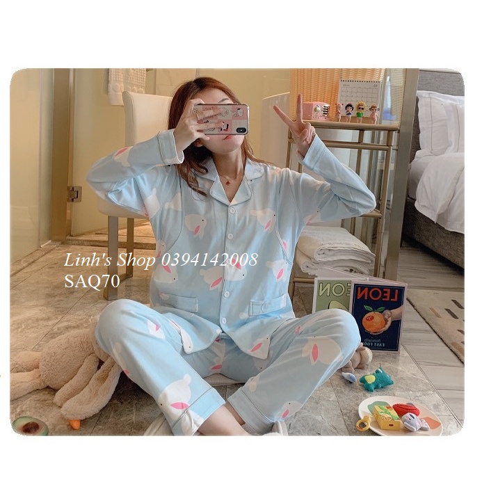 Bộ Bầu Dài Tay Sau Sinh Ở cữ Vạch Cho Bé Bú-SAQ70