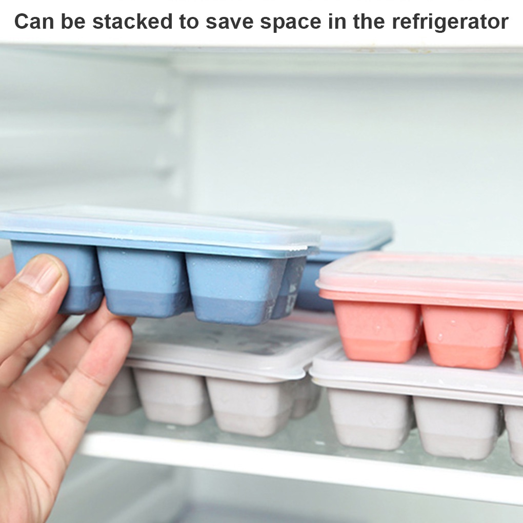 Khay Làm Đá Viên Mini 6 Ngăn Bằng Silicon Mềm Có Nắp DIY