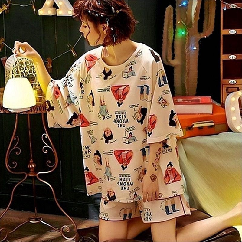 Bộ Đồ Ngủ pijama nữ mặc nhà hoạt hình cute_BN44