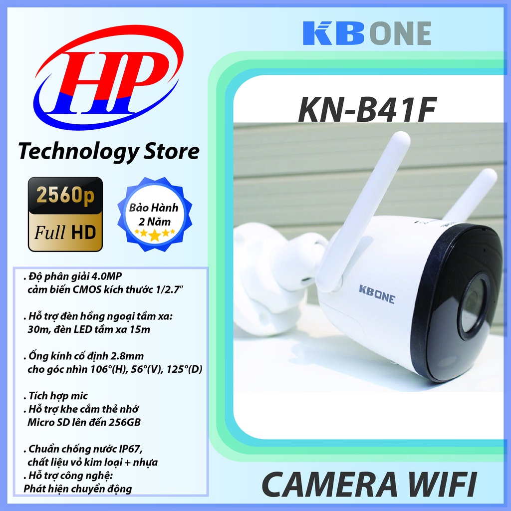 Camera Quan Sát IP WiFi KBONE KN-B41F Độ Phân Giải 4.0Mp, Full Color CHÍNH HÃNG - BẢO HÀNH 24 THÁNG | BigBuy360 - bigbuy360.vn