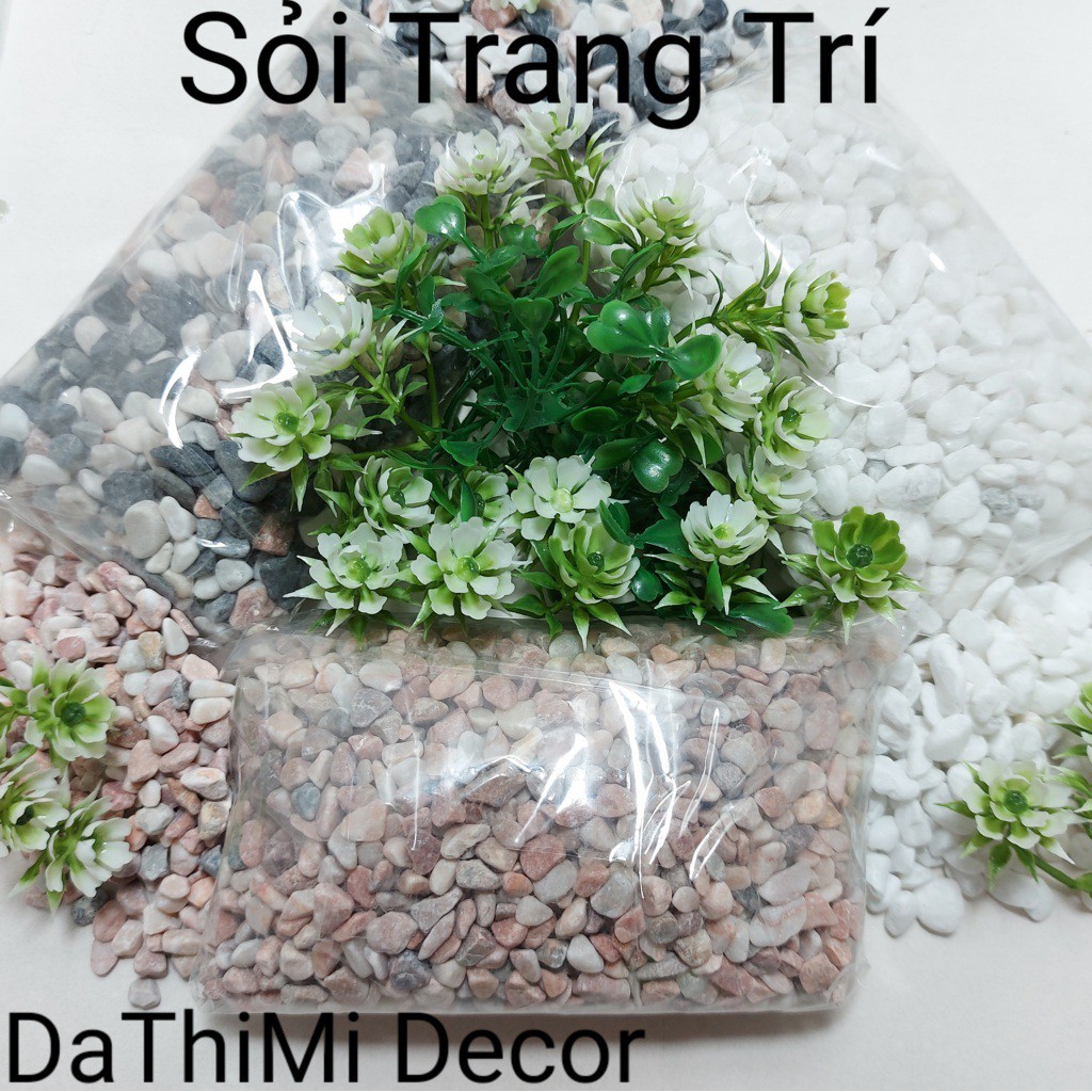 Sỏi trang trí (đã rửa sơ qua và phơi khô) dùng để trang trí hồ cá , bể cá , chậu cây , tiểu cảnh phong thủy, hòn non bộ.