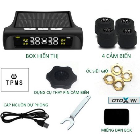 Cảm biến áp suất lốp TPMS màn hình led màu bản quốc tế {Bảo hành 24 tháng} - cảm biến áp suất lốp van ngoài TPMS