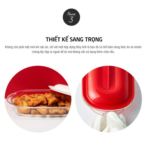 Hộp đựng thức ăn Thủy tinh tiện lợi Lock&amp;Lock Easy Cook (S) 650ML Màu trắng LLG482W
