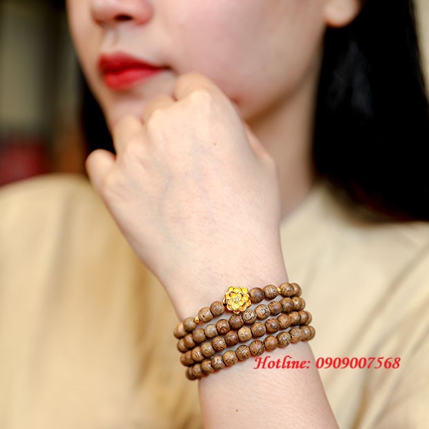 [CAO CẤP] [Tặng Nhẫn] Vòng tay trầm hương tự nhiên 108 hạt xịn charm hoa sen mạ vàng dành cho nam nữ | BigBuy360 - bigbuy360.vn