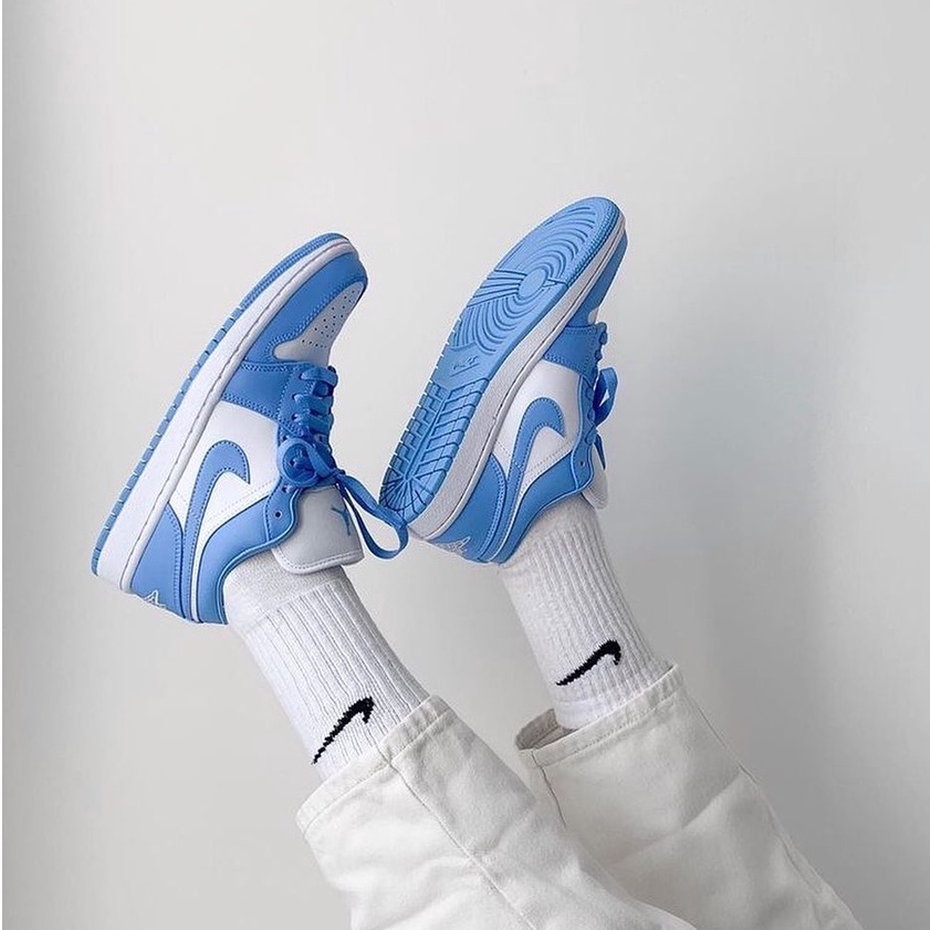 Giày Thể Thao Nam Nữ Giá Rẻ, Giày Sneaker Nike Air Jordan 1 Unc Blue Low, JD1 Xanh Dương Cổ Thấp Da Cao Cấp Thoáng Khí | BigBuy360 - bigbuy360.vn