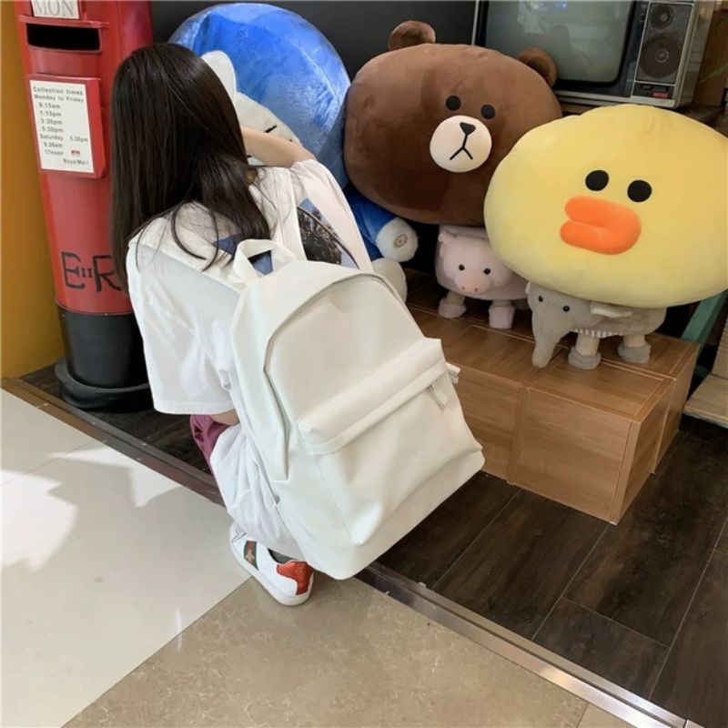 [Order] Balo Da Chống Nước 2 màu Đen / Trắng đơn giản.Cặp sách Hàn Quốc 2021 | BigBuy360 - bigbuy360.vn