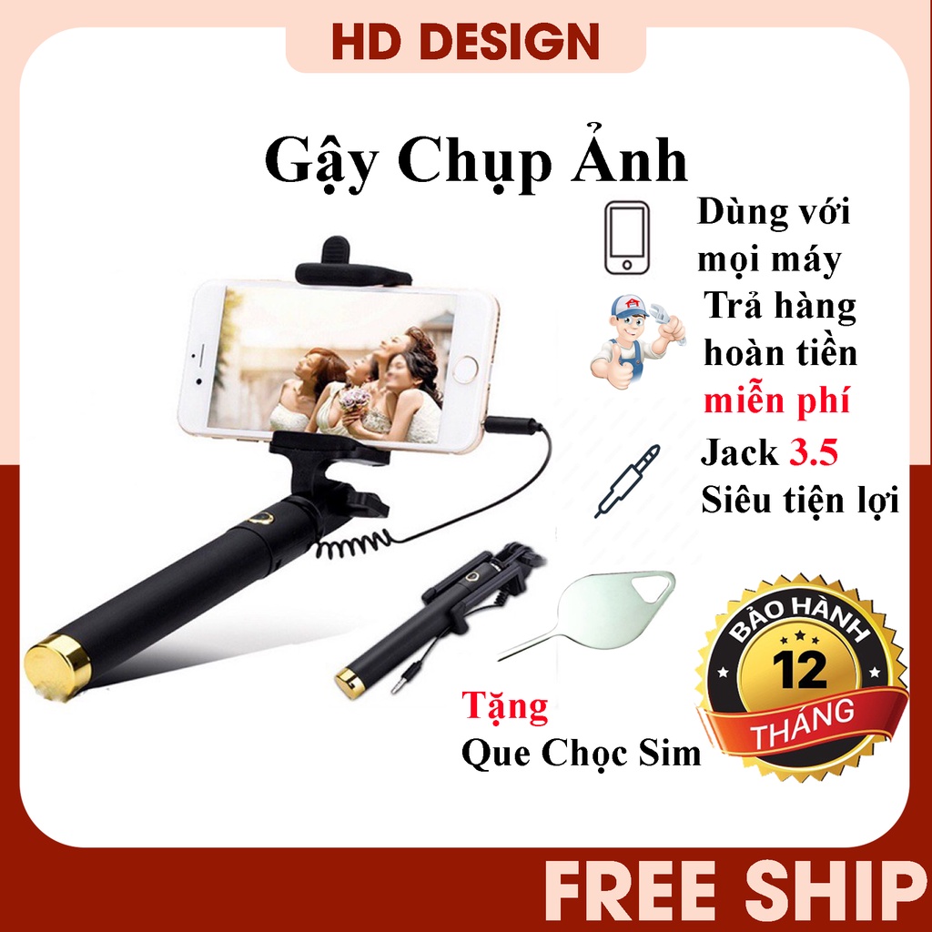 [Mã BMBAU50 giảm 10% đơn 99k] Gậy Chụp Ảnh Selfie Jack 3.5 Có Nút Bấm Hỗ Trợ Chụp Ảnh Quay Phim - Chính Hãng HD DESIGN