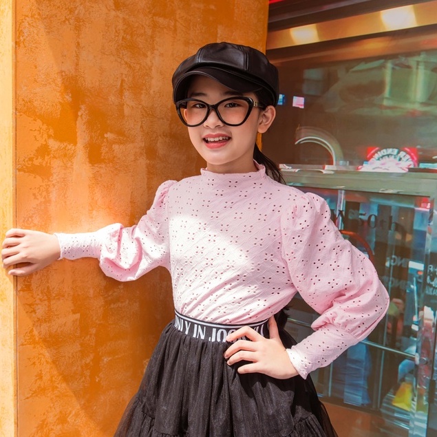 Áo thun JOOKYLI bé gái cổ 3P tay bồng 58G1012