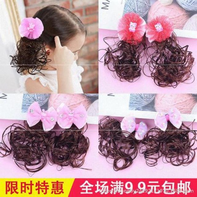 Kẹp tóc giả xoăn cho bé