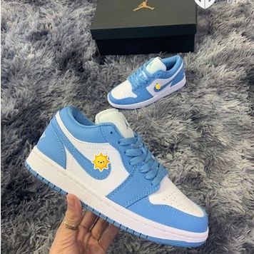 Giày sneaker jordan 1 thấp cổ xanh dương, Giày thể thao JD1 low xanh dương nam nữ full box bil