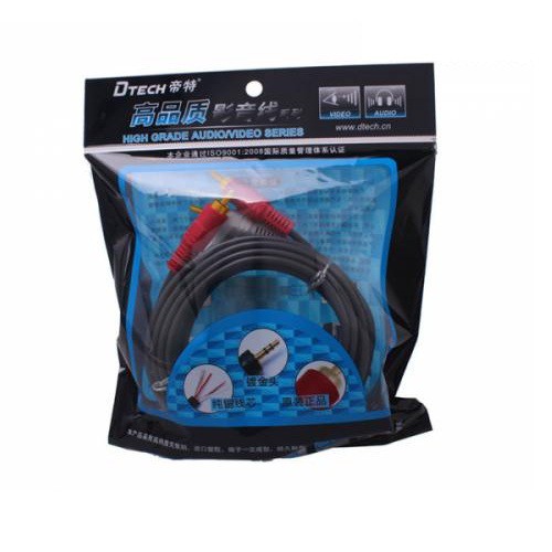 Cáp âm thanh Audio 2 đầu hoa sen nối 2 đầu hoa sen 2-2 10m Dtech DT-6204