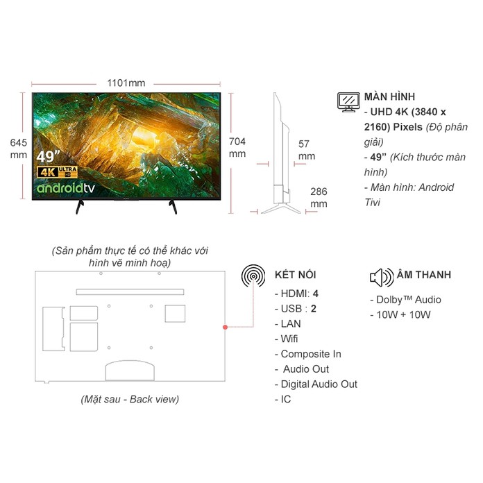 Android Tivi Sony 4K 65 Inch KD-65X8050H | BigBuy360 - bigbuy360.vn