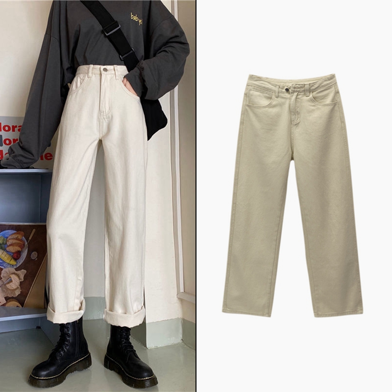 Xiaozhainv Quần Denim Ống Đứng Kiểu Hàn Quốc Dễ Phối Đồ Cho Nữ