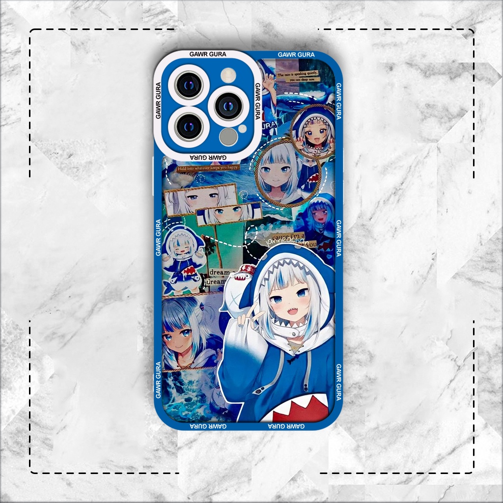 Ốp lưng iphone samsung xiaomi oppo cạnh vuông JM Case Hololive Gawr Gura