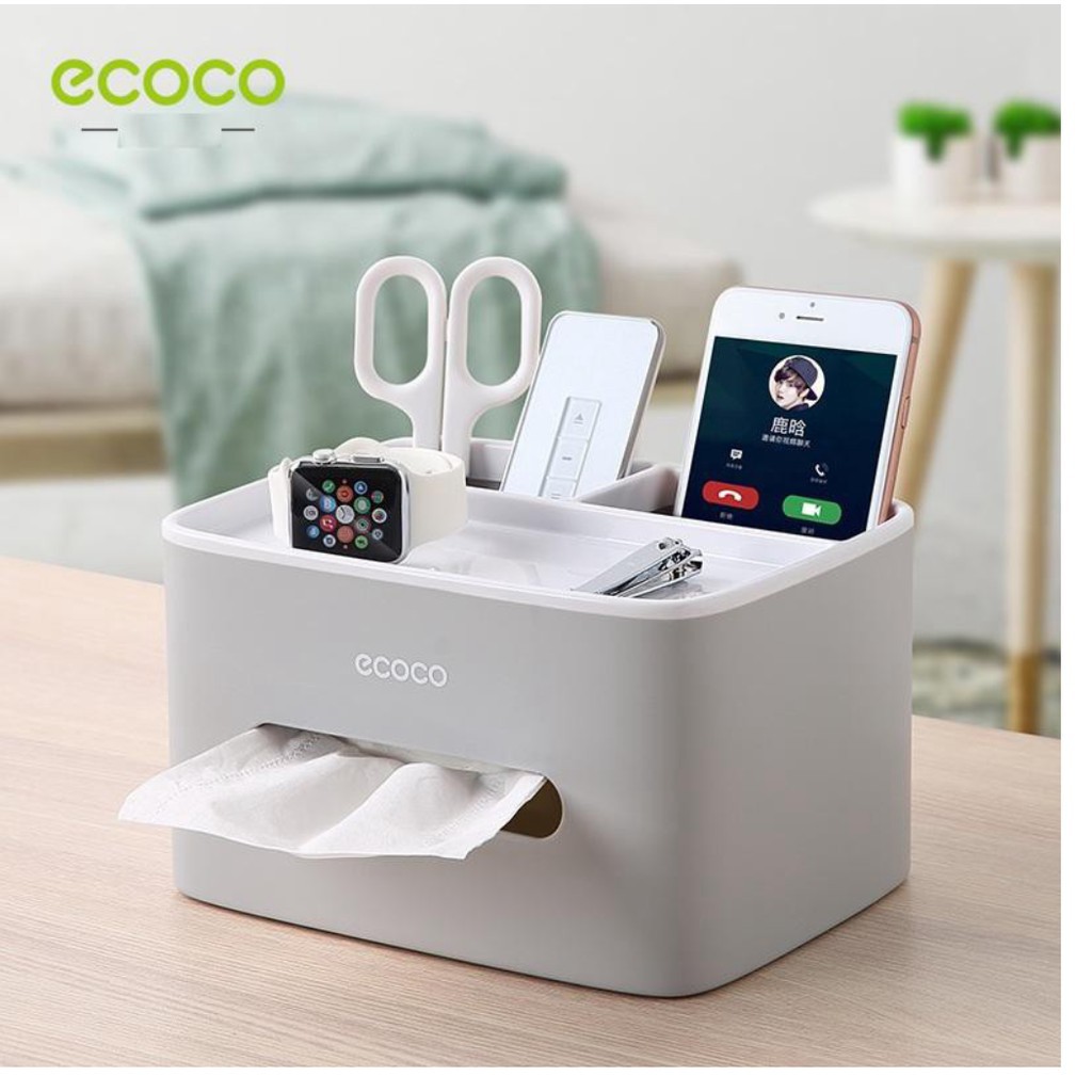 Hộp đựng giấy ăn đa năng Ecoco có ngăn để điện thoại