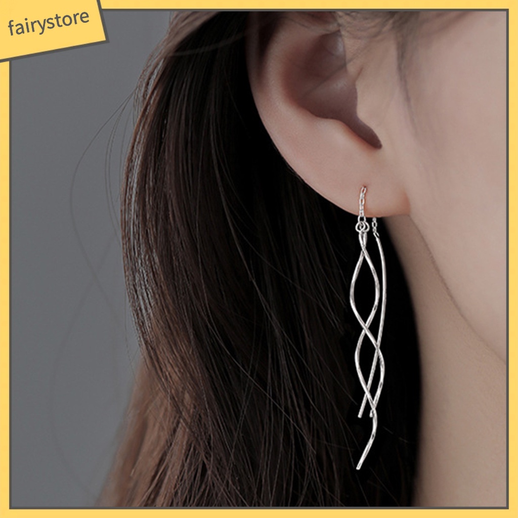 1 Đôi Bông Tai Dạng Xoắn Sáng Bóng Dễ Phối Đồ Thời Trang Dự Tiệc Cho Nữ