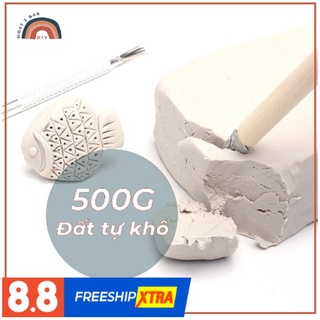 Combo full box 2kg đất sét tự khô - air dry clay đầy đủ dụng cụ tạo hình và 12 màu acrylic