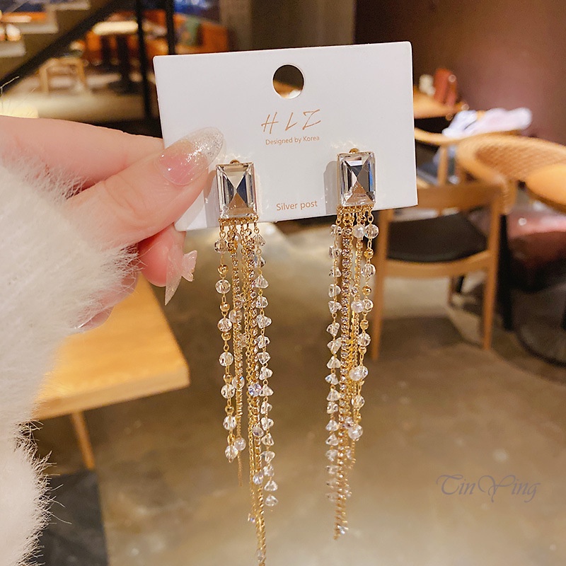 Đôi bông tai GETNOIVAS dáng dài thiết kế đơn giản thời trang cho nữ