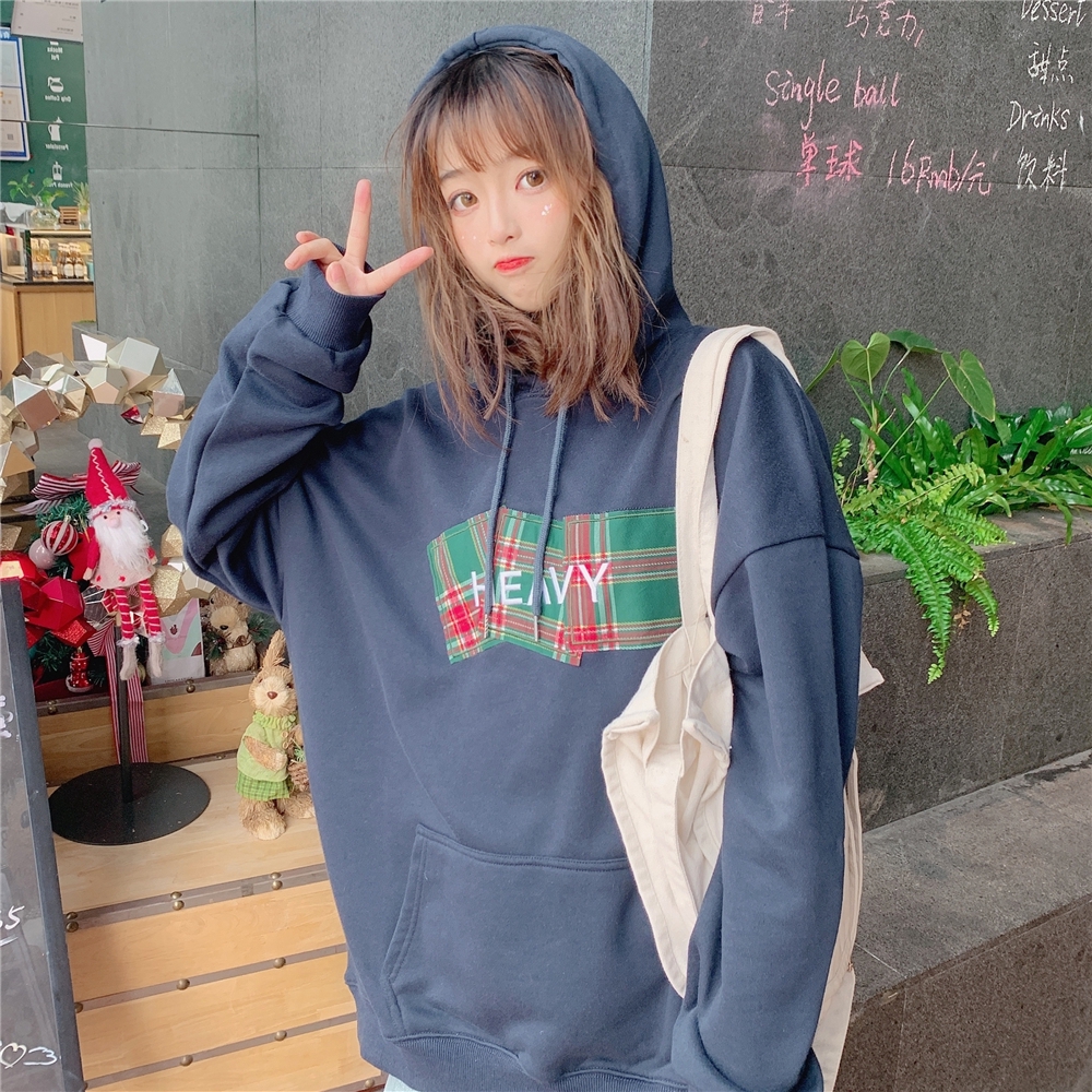 Áo hoodie nữ vải nỉ lót bông dày dặn Hàn Quốc | BigBuy360 - bigbuy360.vn