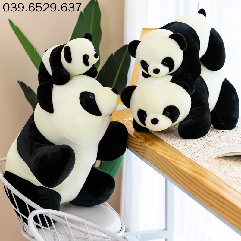 Gấu bông teddy bear gấu trúc Panda, gấu trúc nhồi bông nhập khẩu cao cấp, vải mịn size 30cm và 60cm