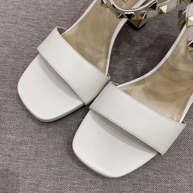 Sandal nữ da thật Valentino đinh tán 8.5cm bản likeauth cao cấp