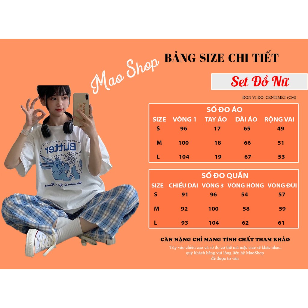 Set đồ nữ MaoMao quần ống rộng và áo thun tay lỡ unisex, Bộ đồ nữ mùa hè form rộng ulzzang Hàn Quốc - B02