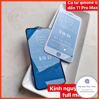 [ iphone 6 6plus 7 7plus 8 8plus x xr xs max 11 12 mini 12 Pro Max ] Kính cường lực 10D nền xanh full màn nguyên khố