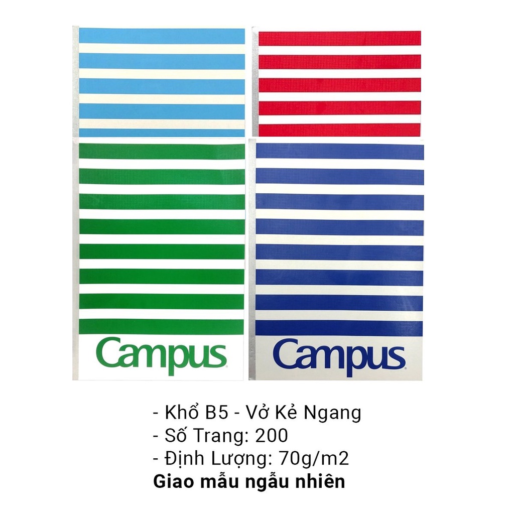 Vở Campus Kẻ Ngang Khổ B5 200 Trang