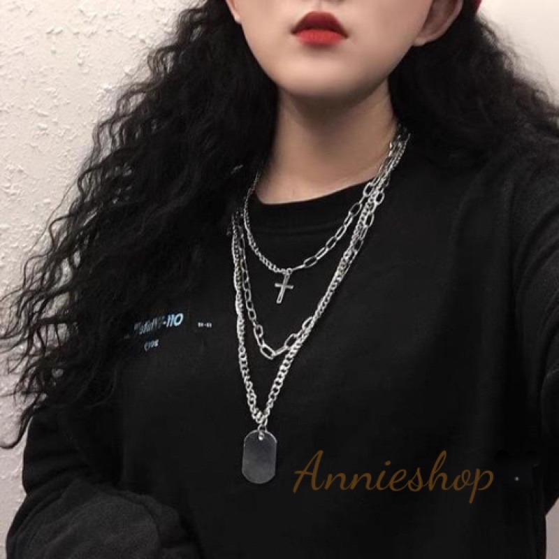 Vòng cổ nhiều lớp - Dây chuyền nhiều lớp phong cách hiphop Top xu hướng cá tính cho nam nữ Annieshop(Có clip,ảnh thật)