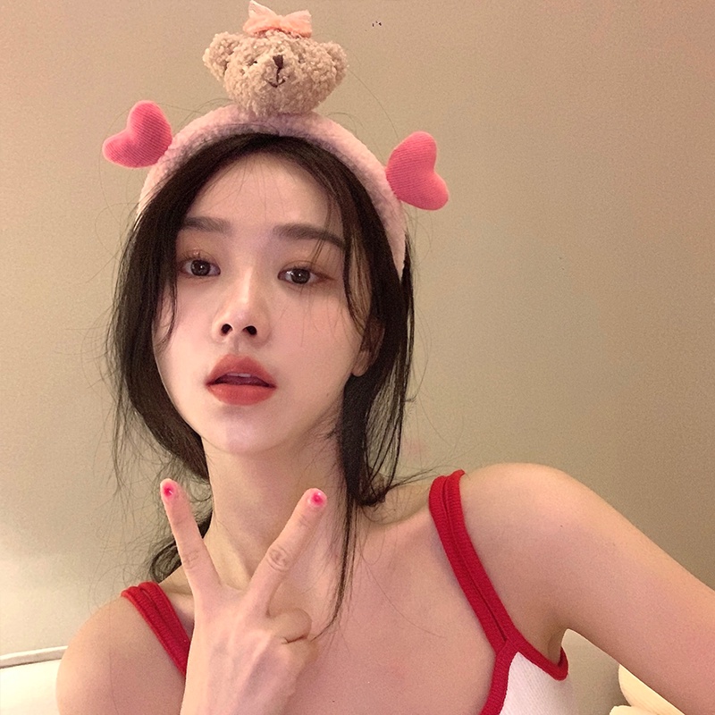 Băng đô mặt hình gấu nhồi bông thời trang Hàn Quốc cho nữ