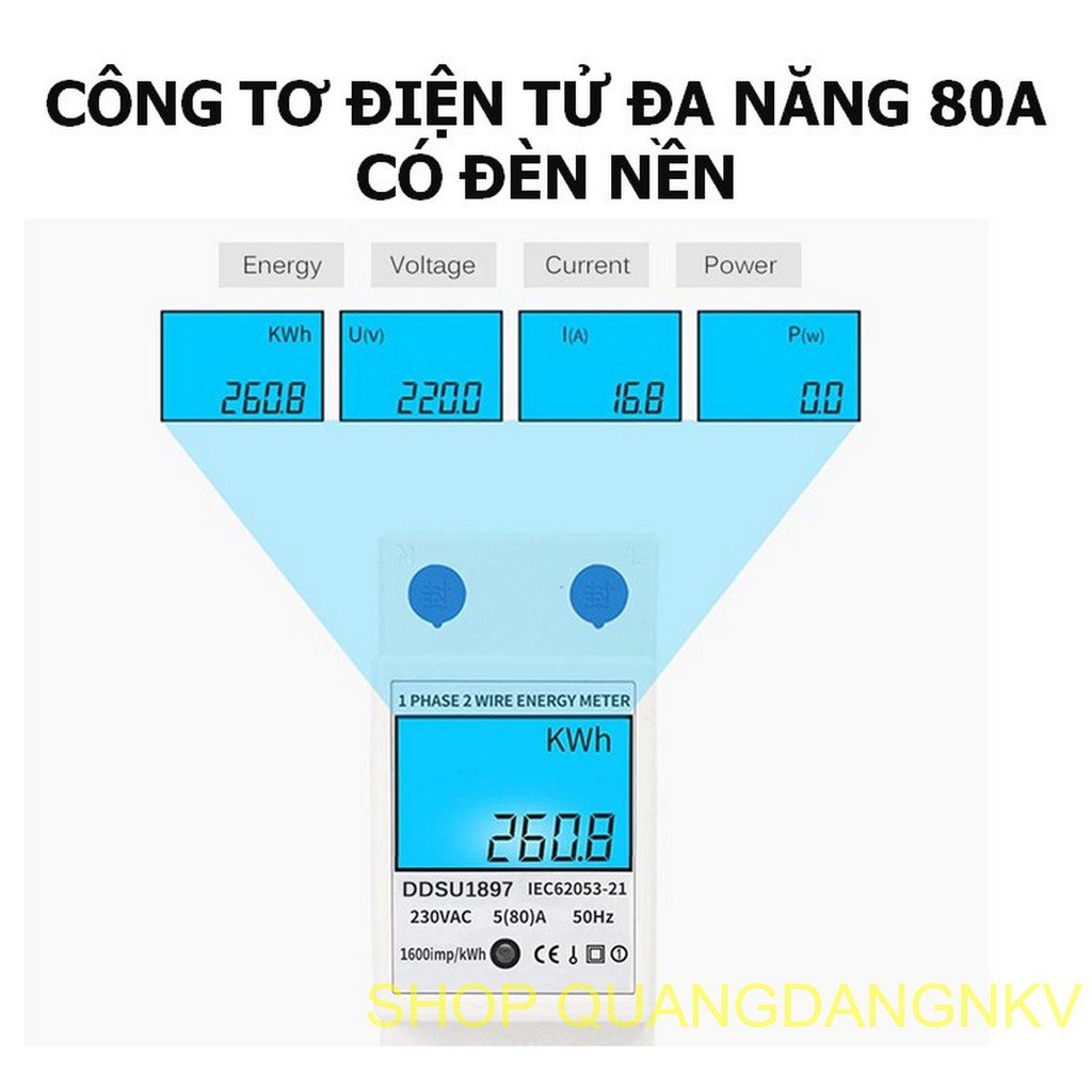 Công tơ điện tử đa năng 80A (có đèn nền)