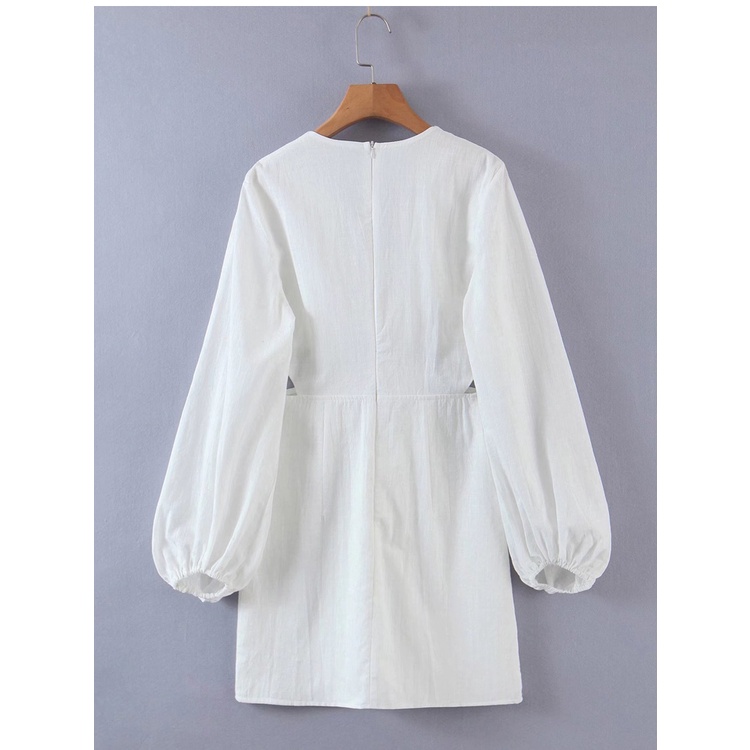 Đầm Zara Tay Phồng Cổ Chữ V Phong Cách Thời Trang Âu Mỹ Dành Cho Nữ