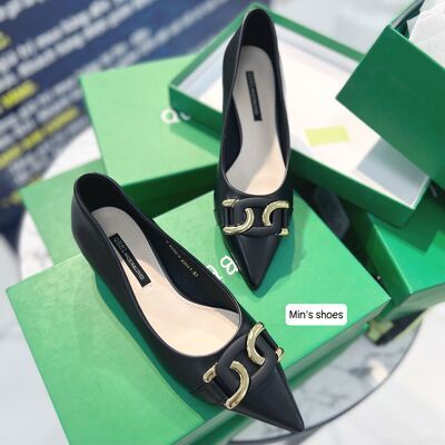Min's Shoes - Giày Gót Vuông Da Dê Cao Cấp V225
