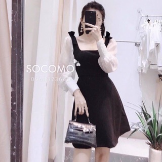 ĐẦM XOÈ TAY PHỐI VOAN MỎNG NƠ VAI