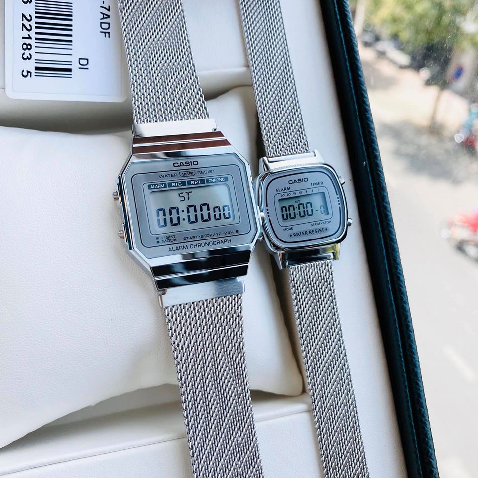 Đồng hồ đôi nam nữ Casio A700 và LA670 Silver - Hàng chính hãng - Fullbox tem - BH 1 năm
