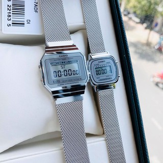 Đồng hồ đôi nam nữ Casio A700 và LA670 Silver - Hàng chính hãng - Fullbox tem - BH 1 năm
