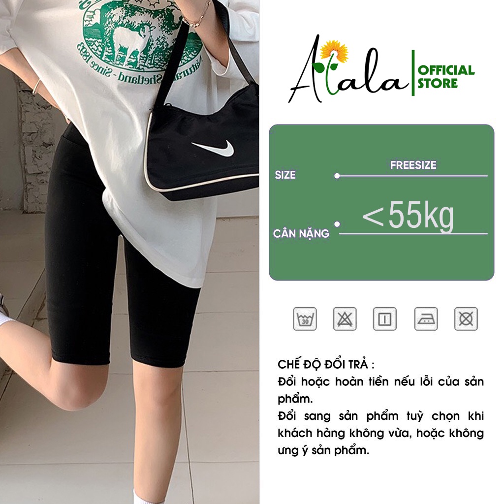 Quần legging nữ ALALA lửng biker đùi ngố mặc nhà dáng ôm bó cao cấp lưng thun tập gym yoga bigsize