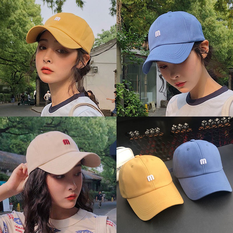 Mũ Lưỡi Trai Vải Cotton Mềm Mại In Chữ M Phong Cách Hàn Quốc Thời Trang Mùa Hè Cho Học Sinh