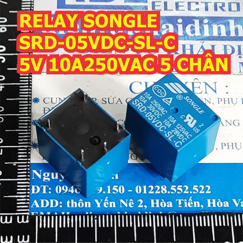 5 cái RELAY SONGLE SRD 5VDC SL-C 5V 10A 250VAC 5 CHÂN (5 cái) kde0047