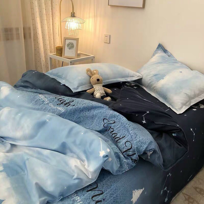 Set Chăn Ga Cotton Poly Trời Đêm Mới Bền Đẹp Không Phai Xù Shinbedding.shop