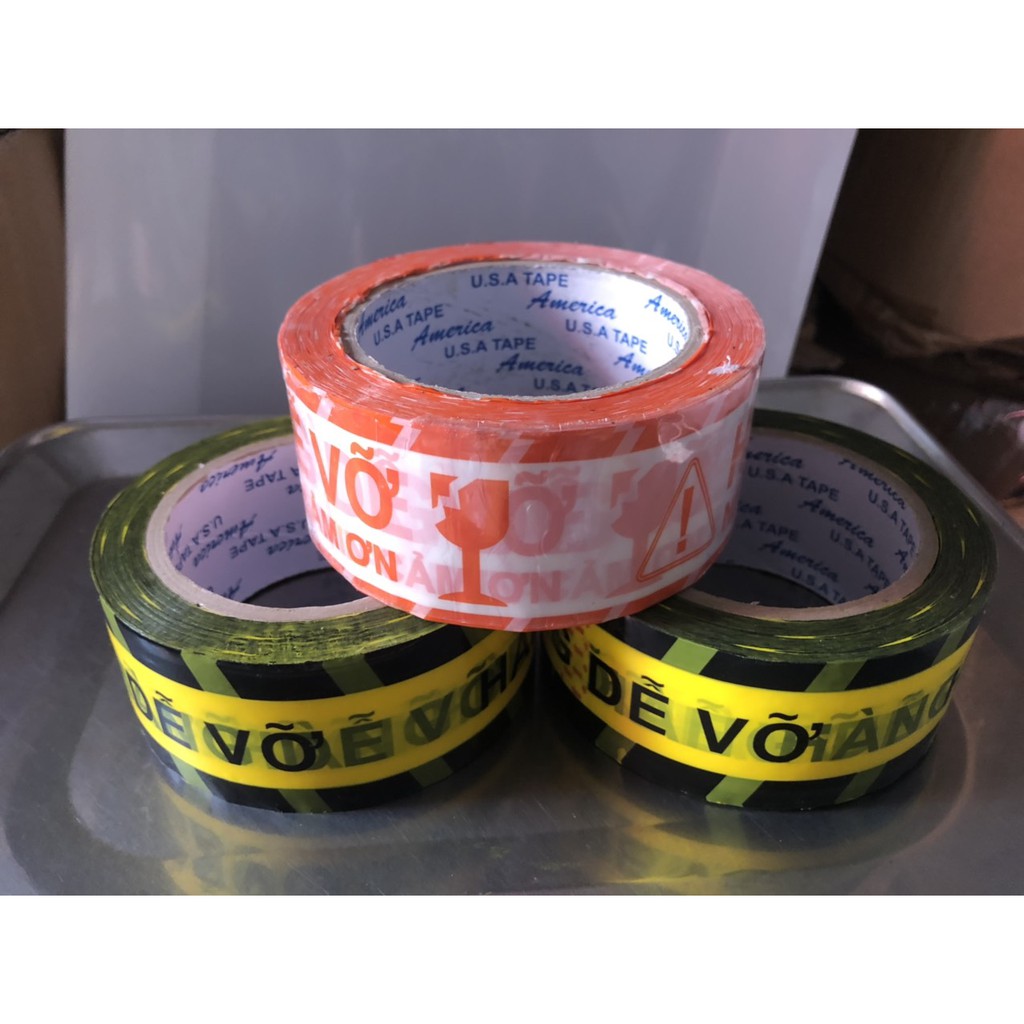 1 CÂY BĂNG KEO HÀNG DỄ VỠ MÀU CAM 1.2KG (6 CUỘN) 100YARD