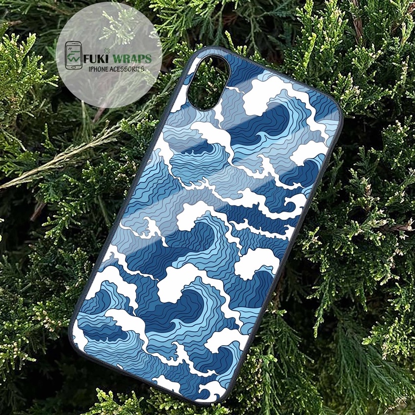 Ốp Lưng Kính Cường Lực / Case Sóng Xanh Chống Vỡ Dành Cho 13ProMax 12ProMax 11ProMax X XSMAX Fukishop