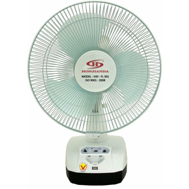 Quạt tích điện có cổng sạc USB Honjianda cao cấp tích hợp đèn led - BH 6(9) tháng | BigBuy360 - bigbuy360.vn