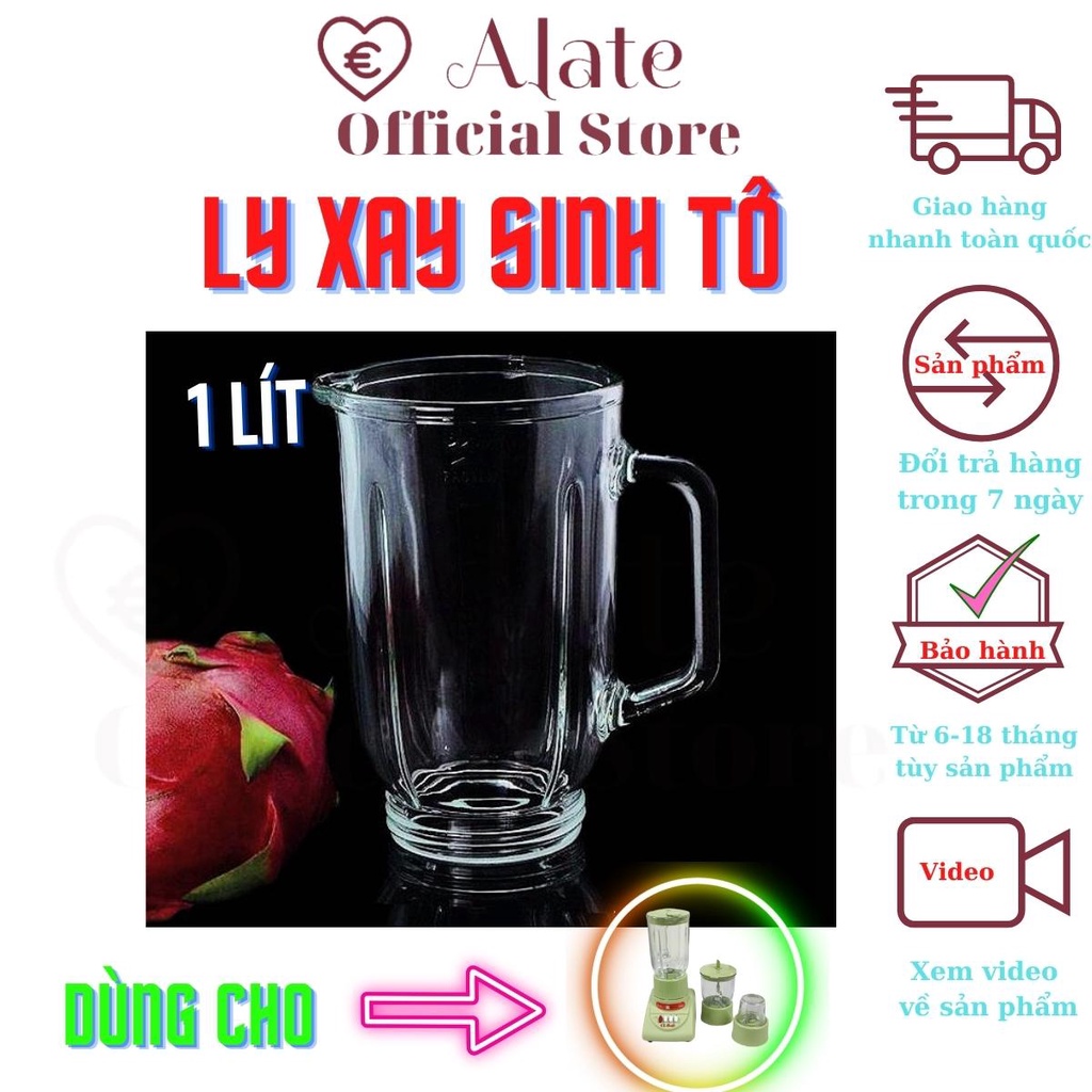 Cối thủy tinh máy xay sinh tố Gali dung tích 1 lít, hàng nhập khẩu chất lượng đảm bảo thay thế yên tâm cho các loại máy
