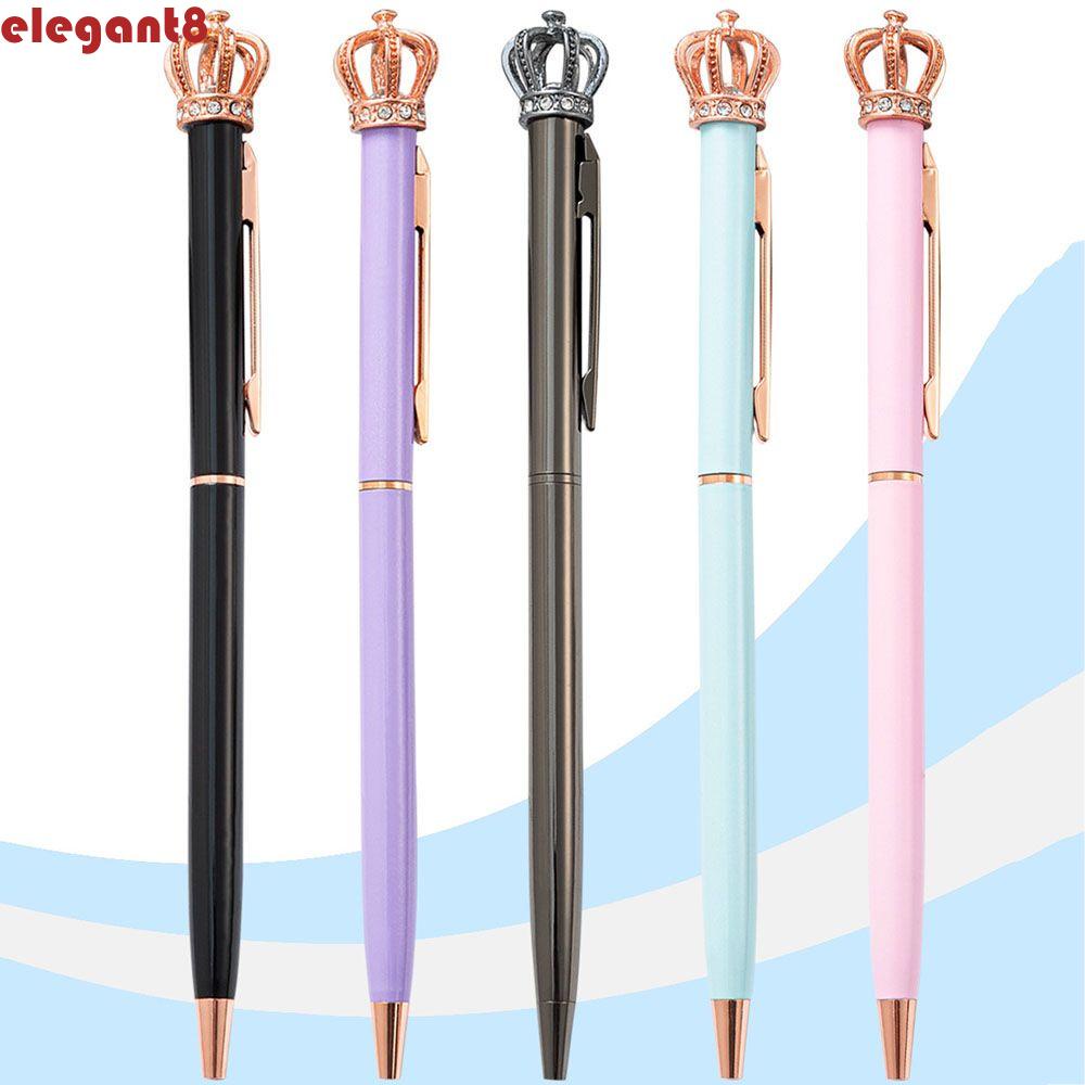 Bút Bi Hình Vương Miện Đính Hoa Hồng Lấp Lánh Thanh Lịch|Bút Viết Đính Kim Cương Lấp Lánh Thời Trang|Bút Kim Loại