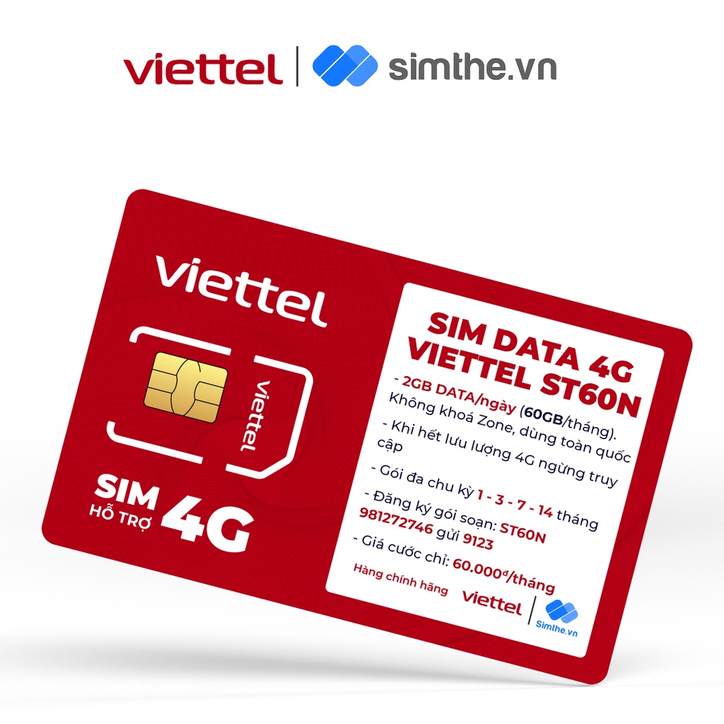 Sim 4G Viettel ST60N - UMAX70 - UMAX90 - ST90N. Data Không Giới Hạn, Max Băng Thông - Chỉ Từ 70K/Tháng