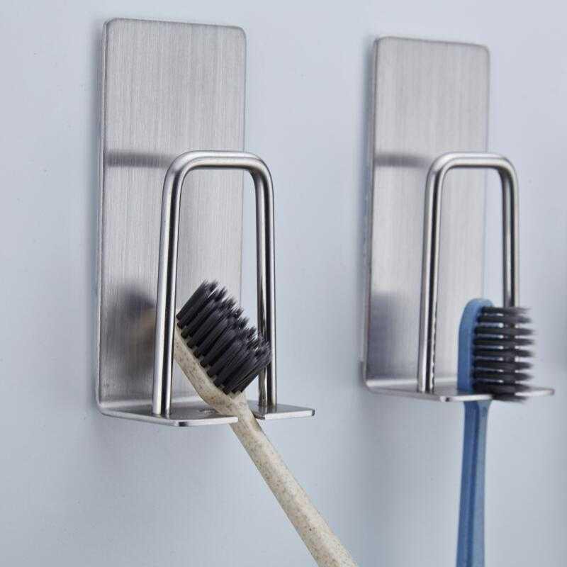 Móc Inox 304 để bàn chải và cốc đánh răng dán tường cao cấp