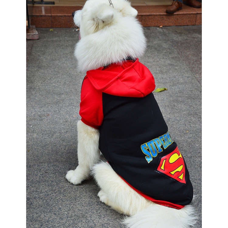 Áo cho chó lớn, đồ cho chó lớn mùa đông Superman nỉ hoddie