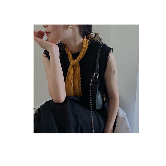 Khăn xếp li trơn nữ tính dễ thương công sở nhiều màu